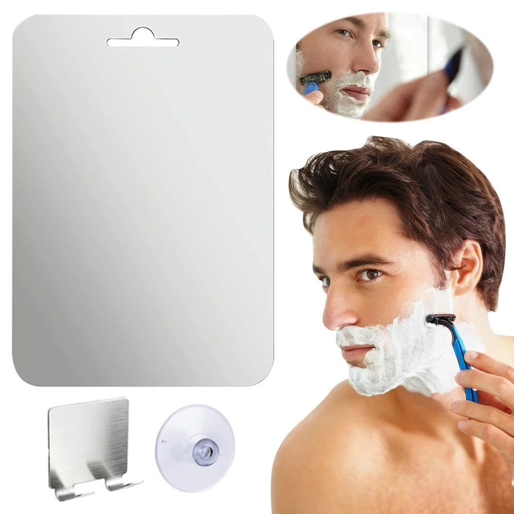 Fogless Shower Mirror Acrylic anti Fog Mirror with Razor Holder Wall Suction Shower Mirror for Man Shaving Bathroom Accessories